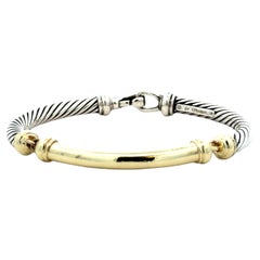 David Yurman 14k Yellow Gold and Sterling Silver Cable Bangle Bracelet
