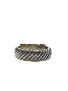 David Yurman 14K Yellow Gold and Sterling Silver Diamond Metro Band 6 #25224