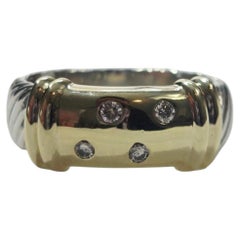 David Yurman 14K Yellow Gold and Sterling Silver Diamond Metro Band 6 #25224