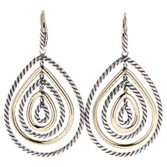 David Yurman - Orecchini pendenti a forma di pera in oro giallo 14 carati e argento sterling