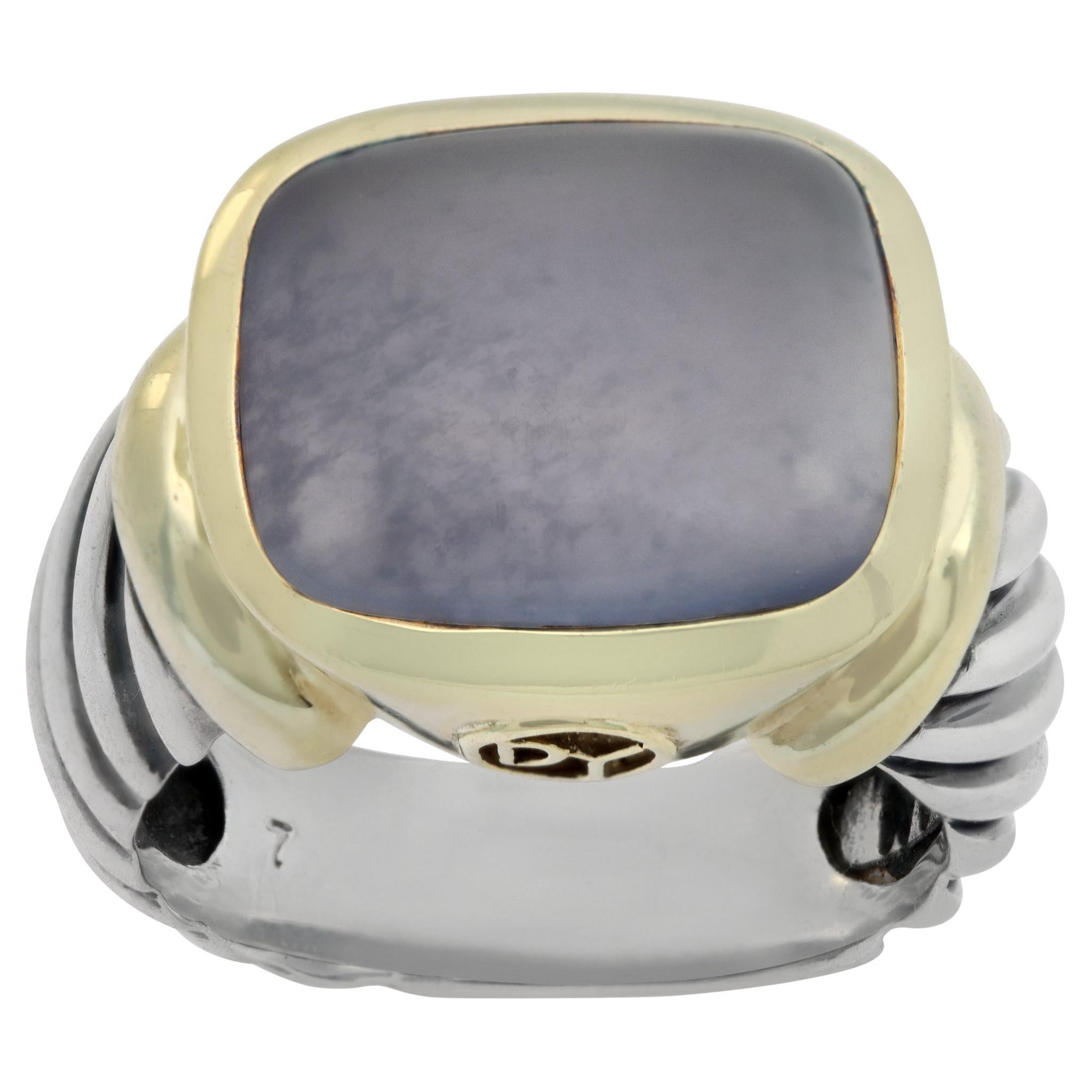 David Yurman 14K yellow gold and sterling silver with a cabochon calcedony.