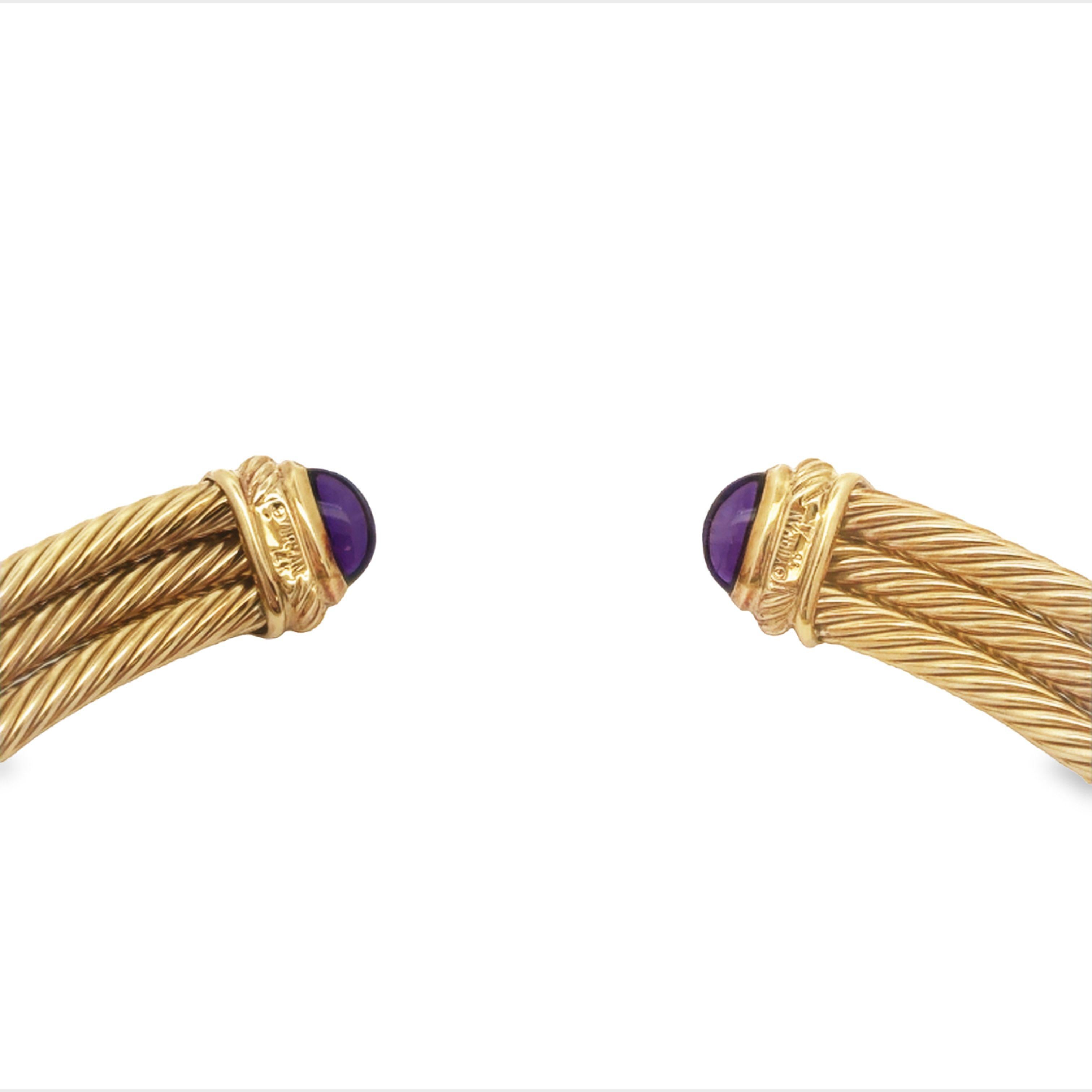 David Yurman 14k Gelbgold Kabelkragen-Halskette mit Amethyst und Tsavorit im Zustand „Gut“ im Angebot in Bridgewater, NJ