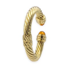 Pulsera tipo brazalete con bisagra de David Yurman, de oro amarillo de 14K, con diseño «Classic Cable» y citrino, de 9,5 mm