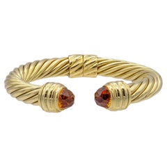 Pulsera tipo brazalete con bisagra de David Yurman, de oro amarillo de 14K, con diseño «Classic Cable» y citrino, de 9,5 mm