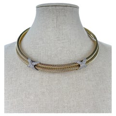 David Yurman 14k Gelbgold Diamant-Doppel-X-Halskette