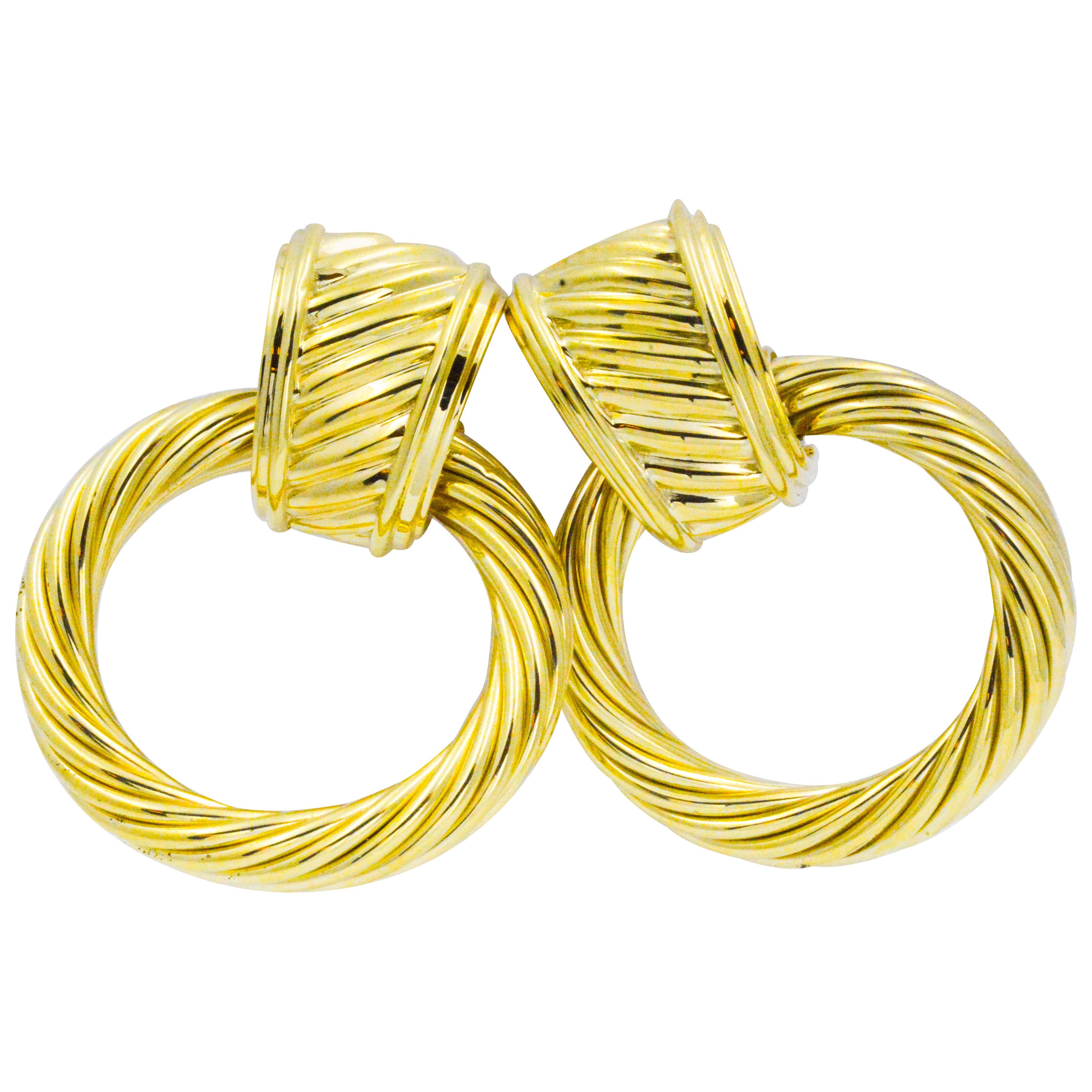 David Yurman, 14K Yellow Gold Door Knocker Hoop Earrings