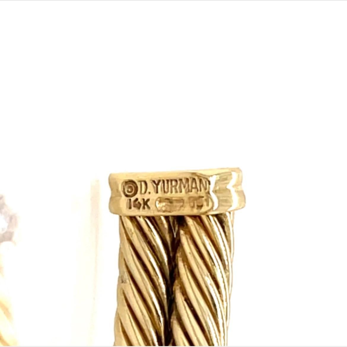 David Yurman 14k Yellow Gold Double X Pave Diamonds Crossover Cable Bracelet 1