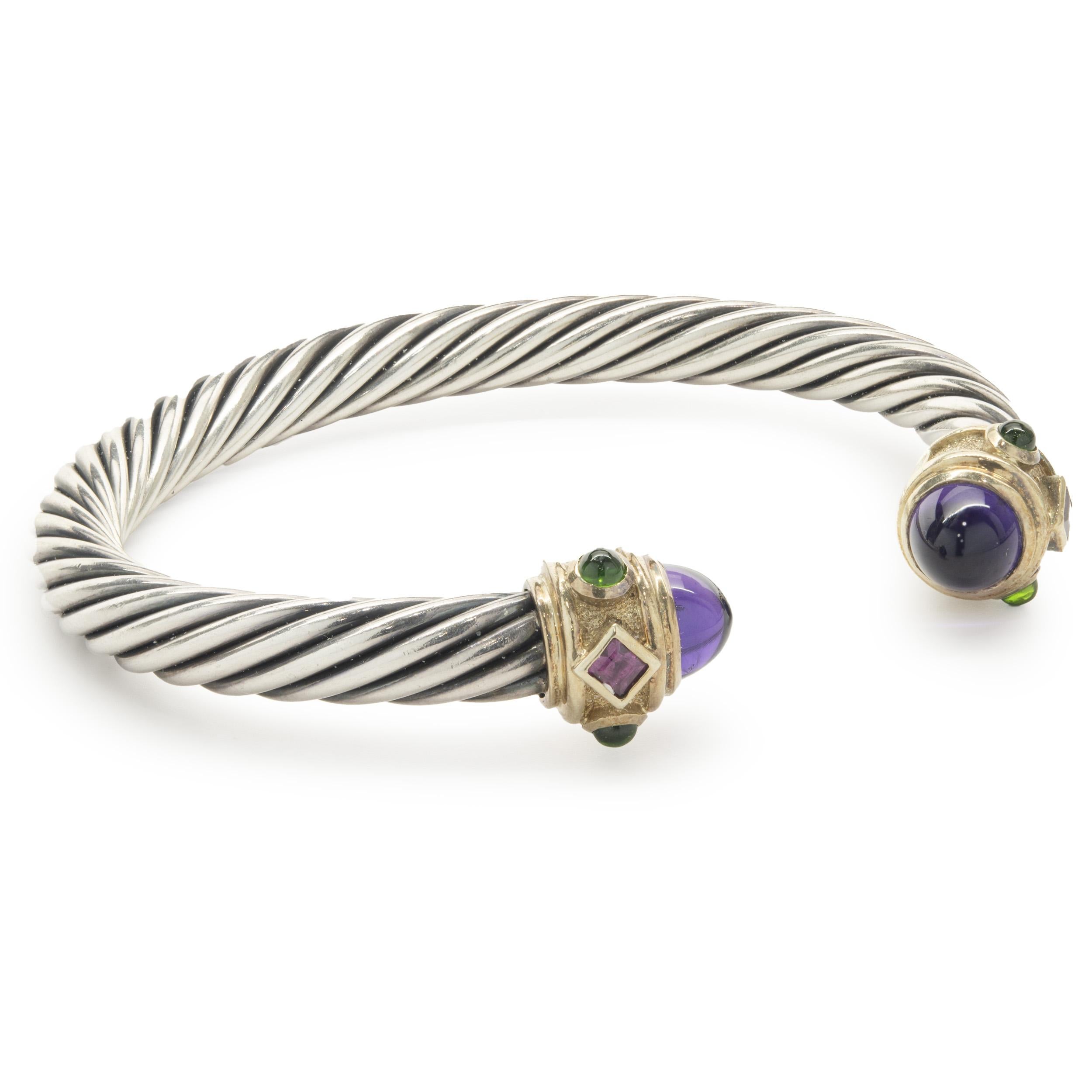 Designer: David Yurman
Material: 14K yellow gold & sterling silver
Dimensions: bracelet will fit up to a 7-inch wrist
Weight: 46.23 grams
