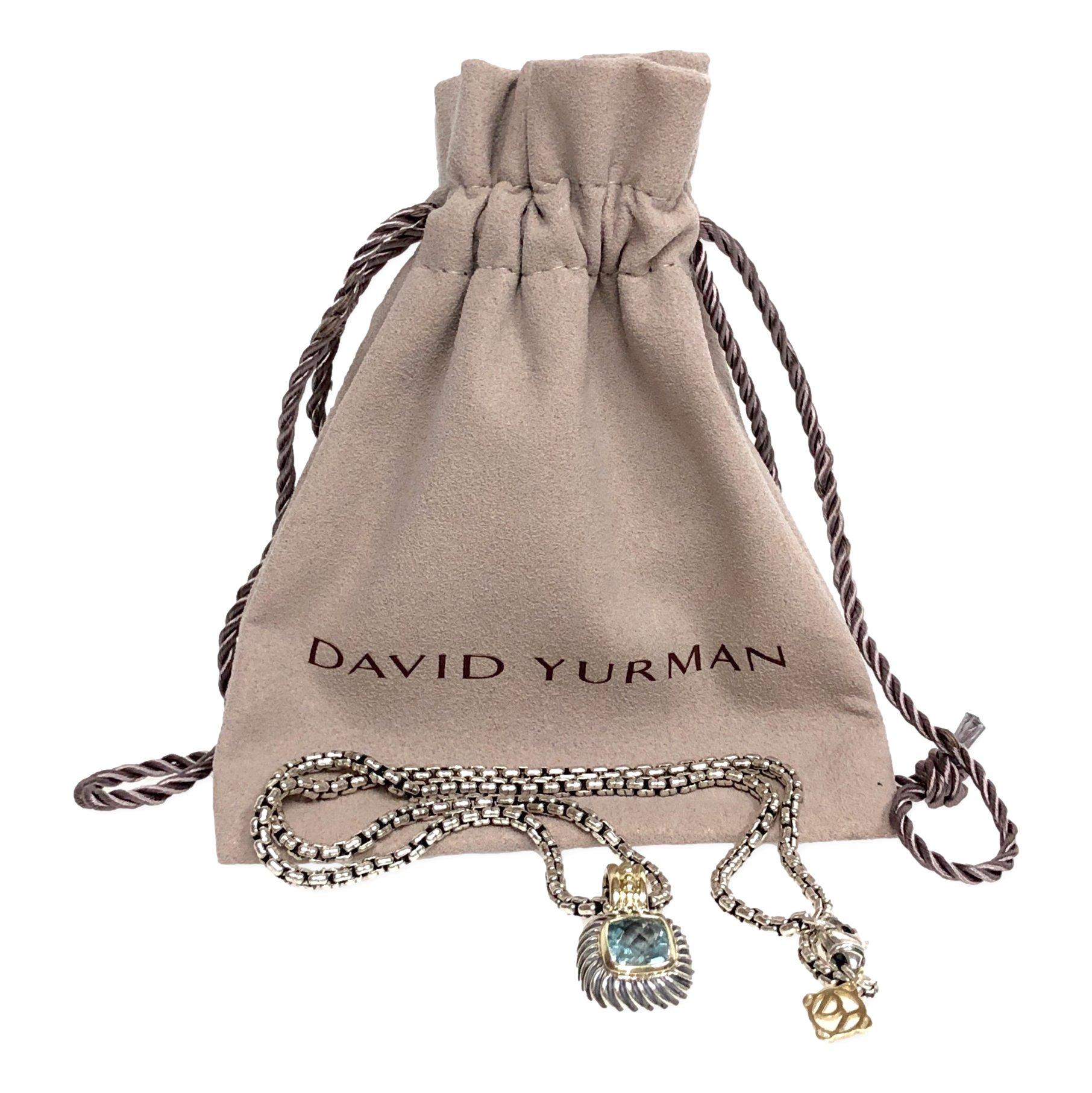 Women's David Yurman 14K Yellow Gold Sterling Silver Blue Topaz Albion Pendant