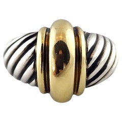 David Yurman 14K Yellow Gold & Sterling Silver Cable Dome Ring Size 6 #18616