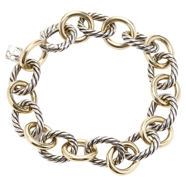 David Yurman 18K Yellow Gold and Sterling Silver Cable Oval Link