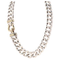 David Yurman 14K Yellow Gold & Sterling Silver Curb Link Buckle Clasp Necklace