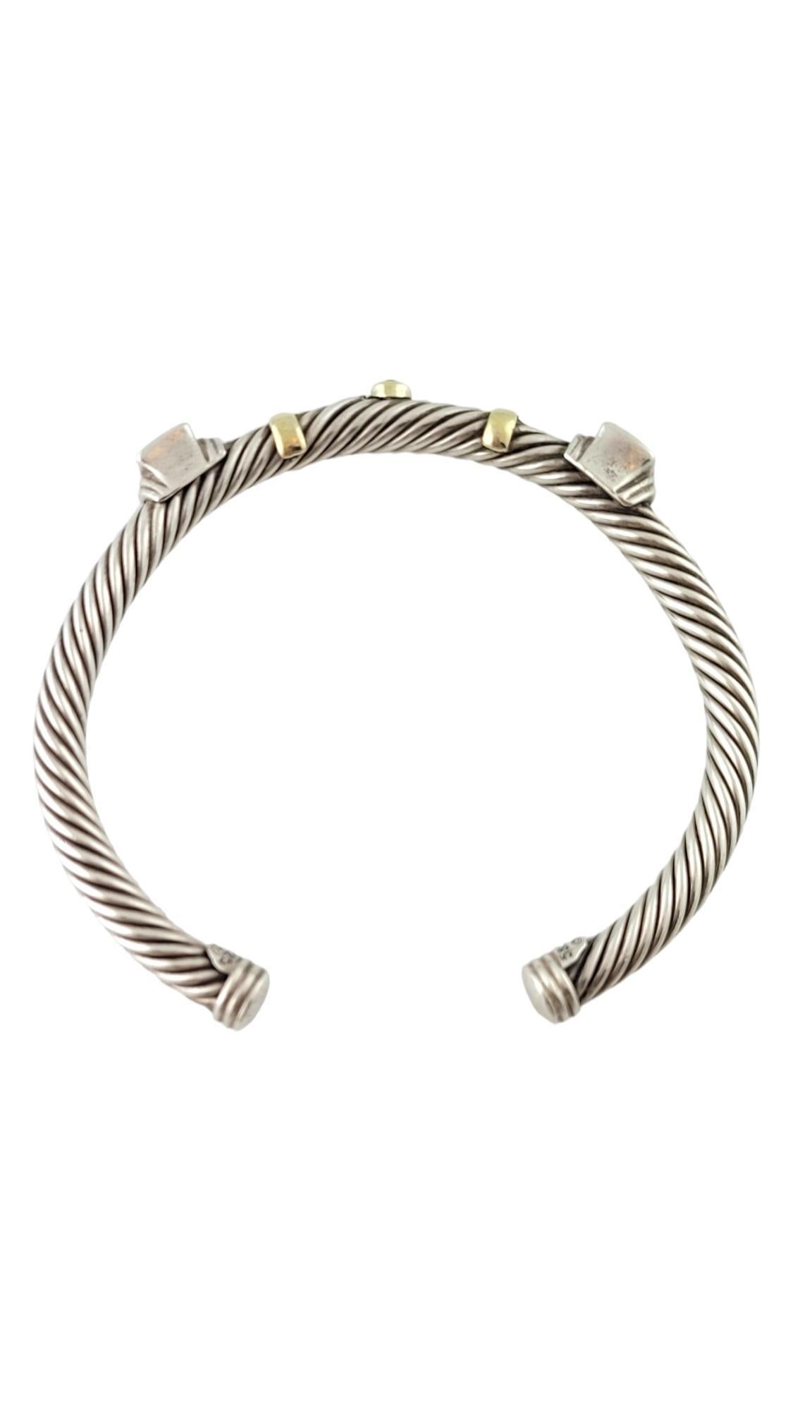 Square Cut David Yurman 14K Yellow Gold & Sterling Silver Renaissance Cable Bracelet #17479