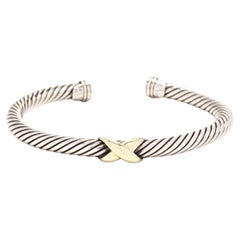 David Yurman 14K Yellow Gold & Sterling Silver X Cable Cuff Bracelet