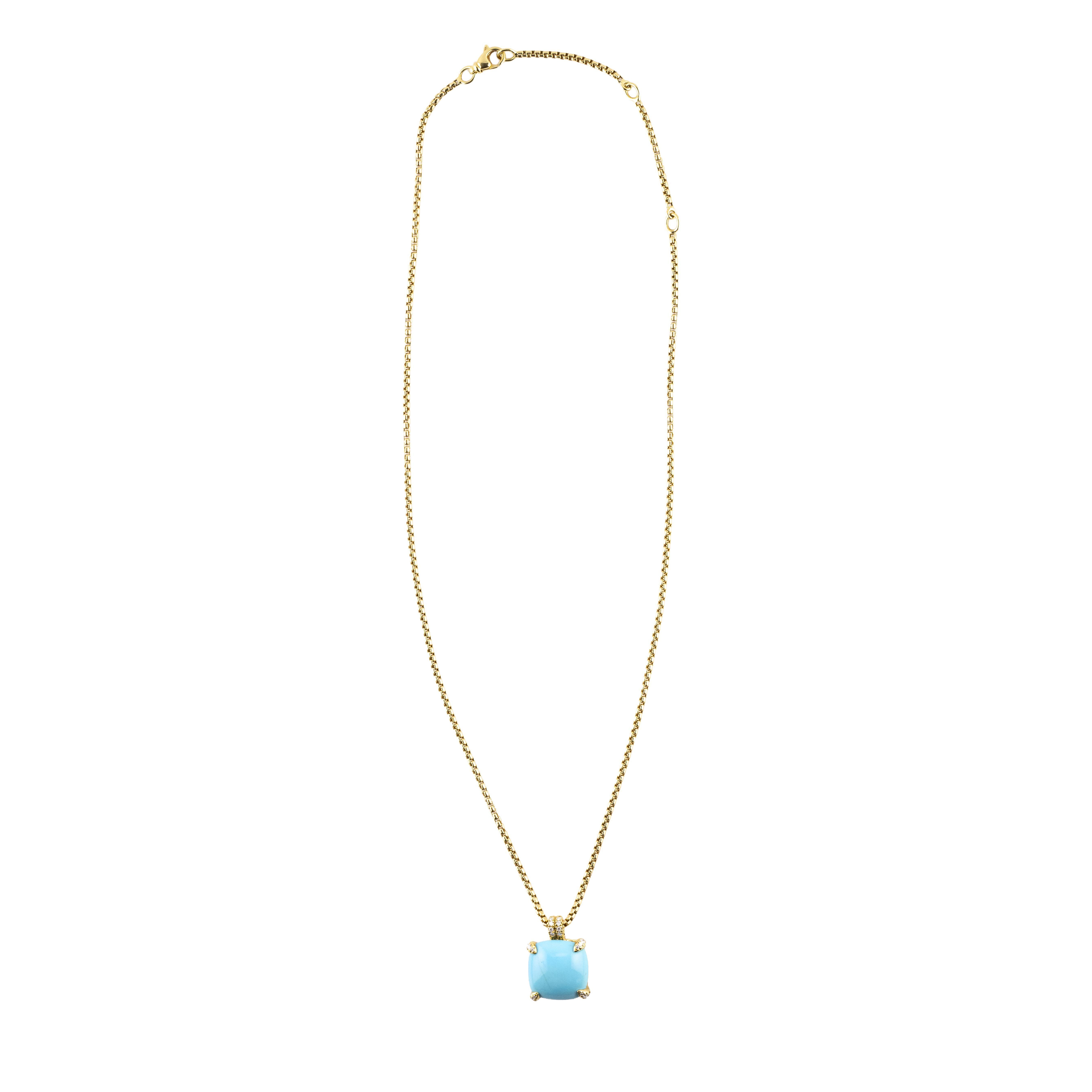 Contemporaneo David Yurman Collana con ciondolo Chatelaine 14MM in turchese e diamanti 18K in vendita