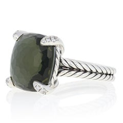 David Yurman Green Orchid and Diamond Chatelaine Ring, Sterling Designer