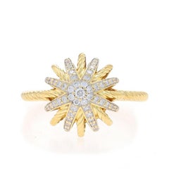 David Yurman 14mm Starburst Diamond Ring - Yellow Gold 18k Round .21ctw