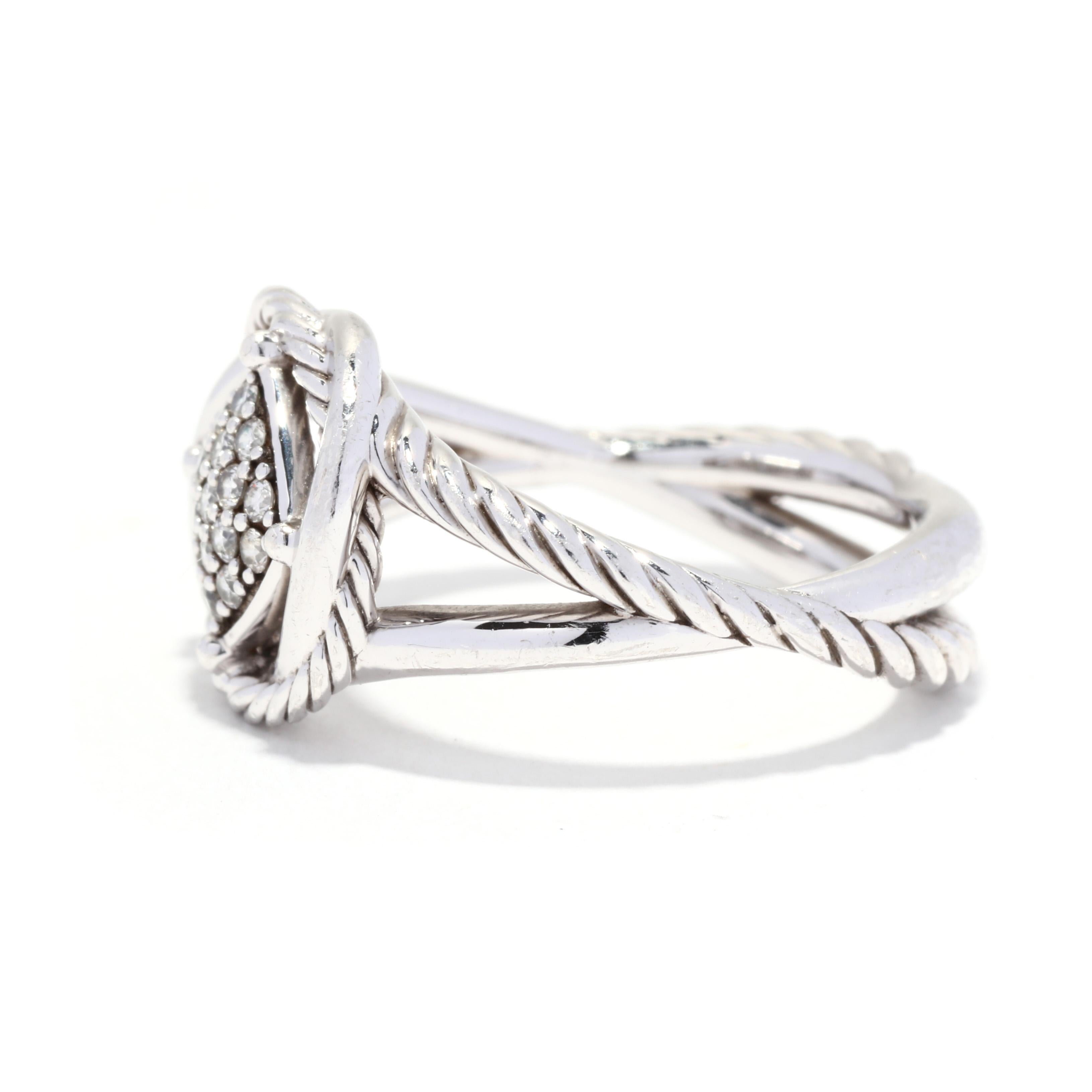 Brilliant Cut David Yurman .15ctw Diamond Infinity Ring, Sterling Silver, Ring