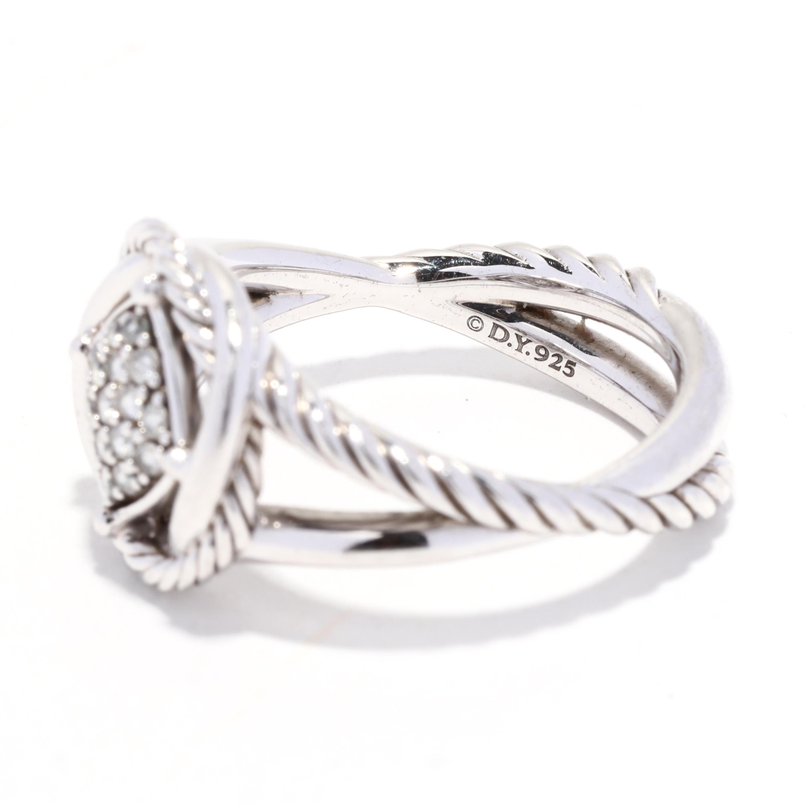 David Yurman .15ctw Diamond Infinity Ring, Sterling Silver, Ring In Good Condition In McLeansville, NC
