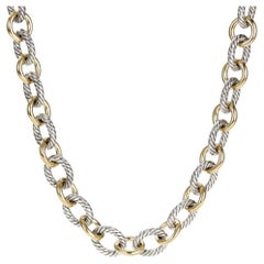 David Yurman Oval Link Cable Chain In 18k Yellow Gold and Sterling Silver