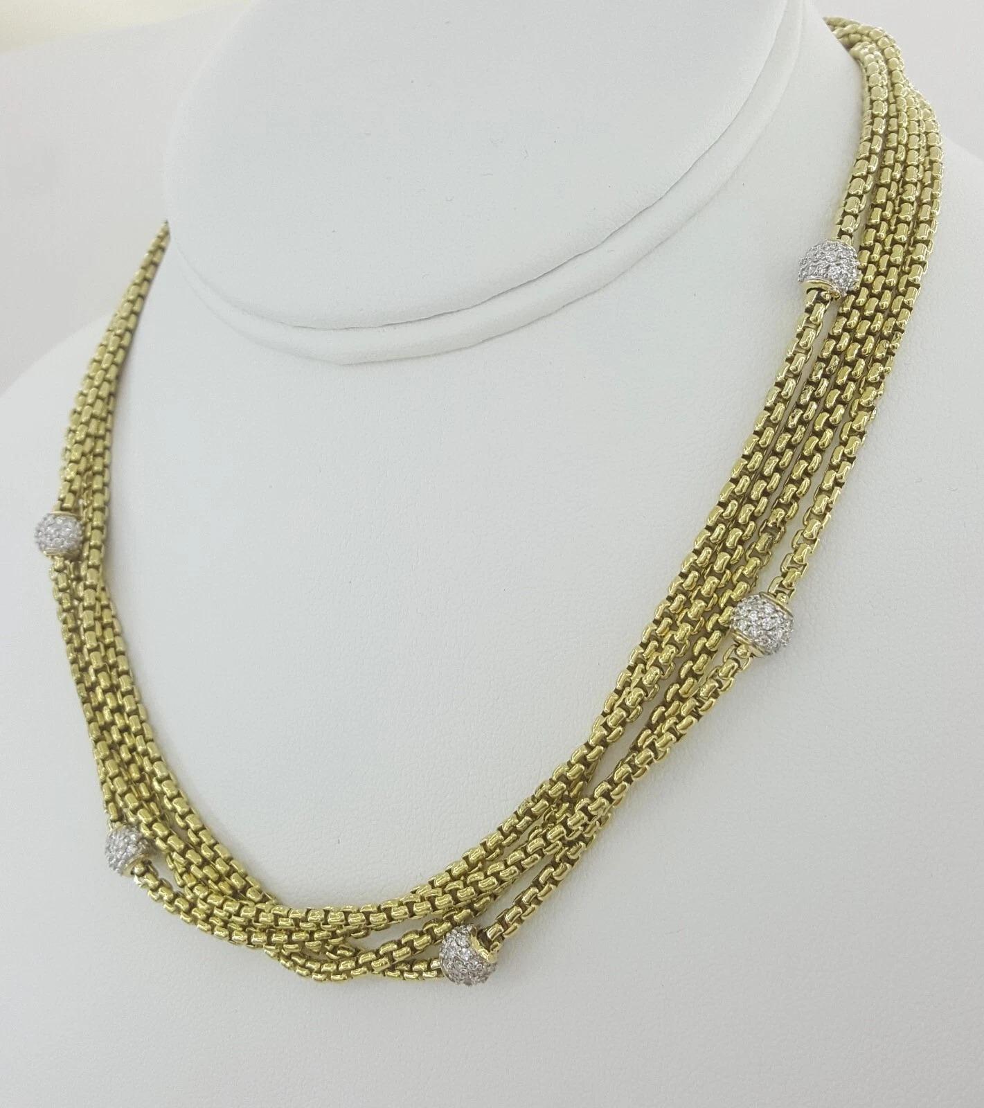David Yurman Collar de cadena de caja de 4 vueltas y 1,7 ct con diamantes pavé en forma de bola Contemporáneo en venta