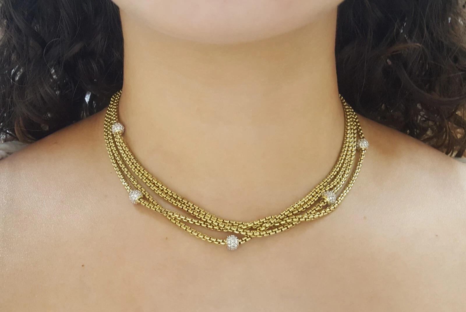 David Yurman Collar de cadena de caja de 4 vueltas y 1,7 ct con diamantes pavé en forma de bola en venta 2