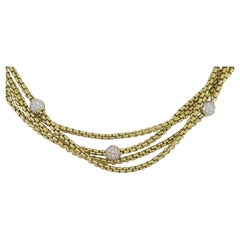 David Yurman 1.7 ct Pave Diamond Ball Station 4 Strand Box Chain Necklace