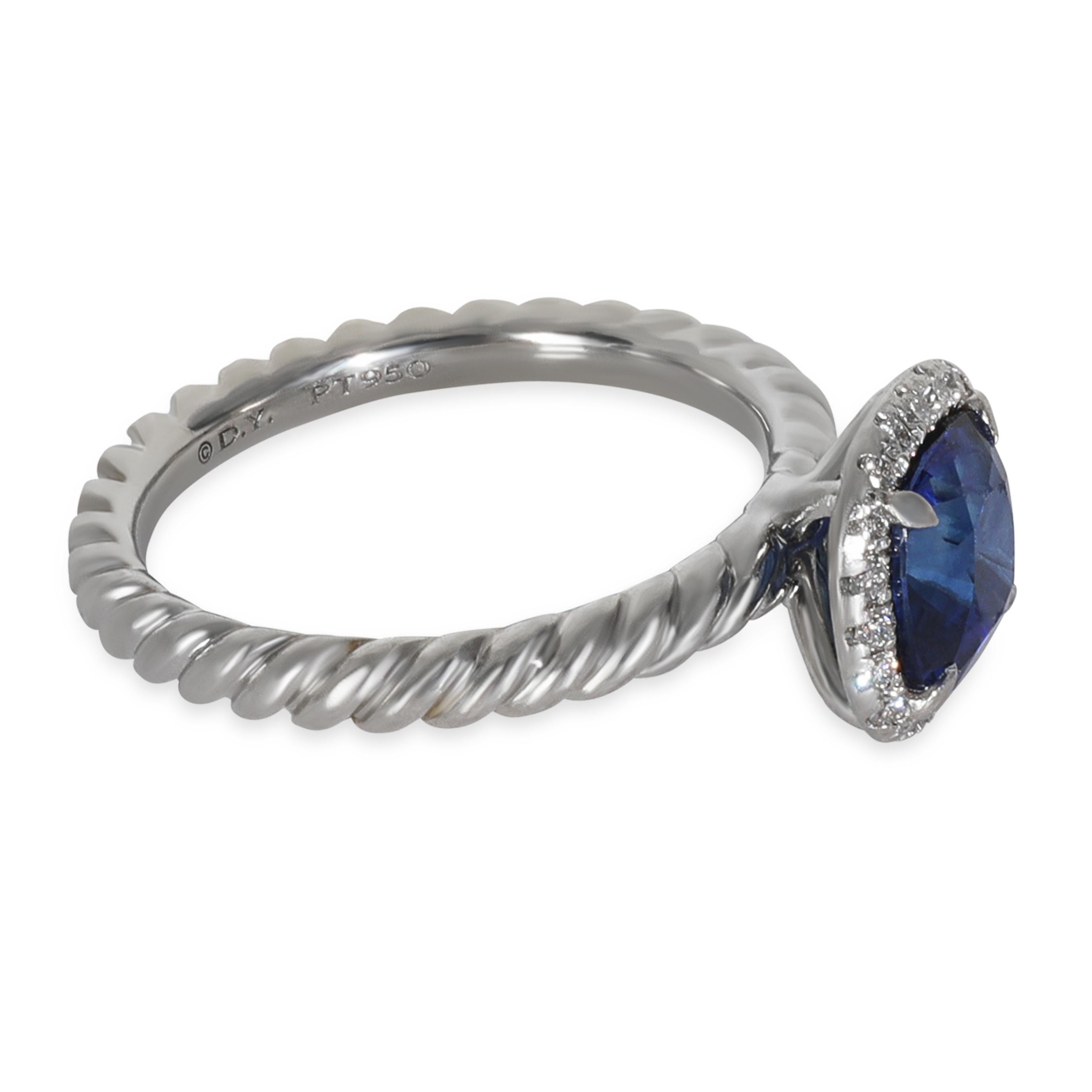 David Yurman 1.79 ct Cushion Modified Sapphire and Diamond Capri Engagement Ring In Excellent Condition For Sale In New York, NY