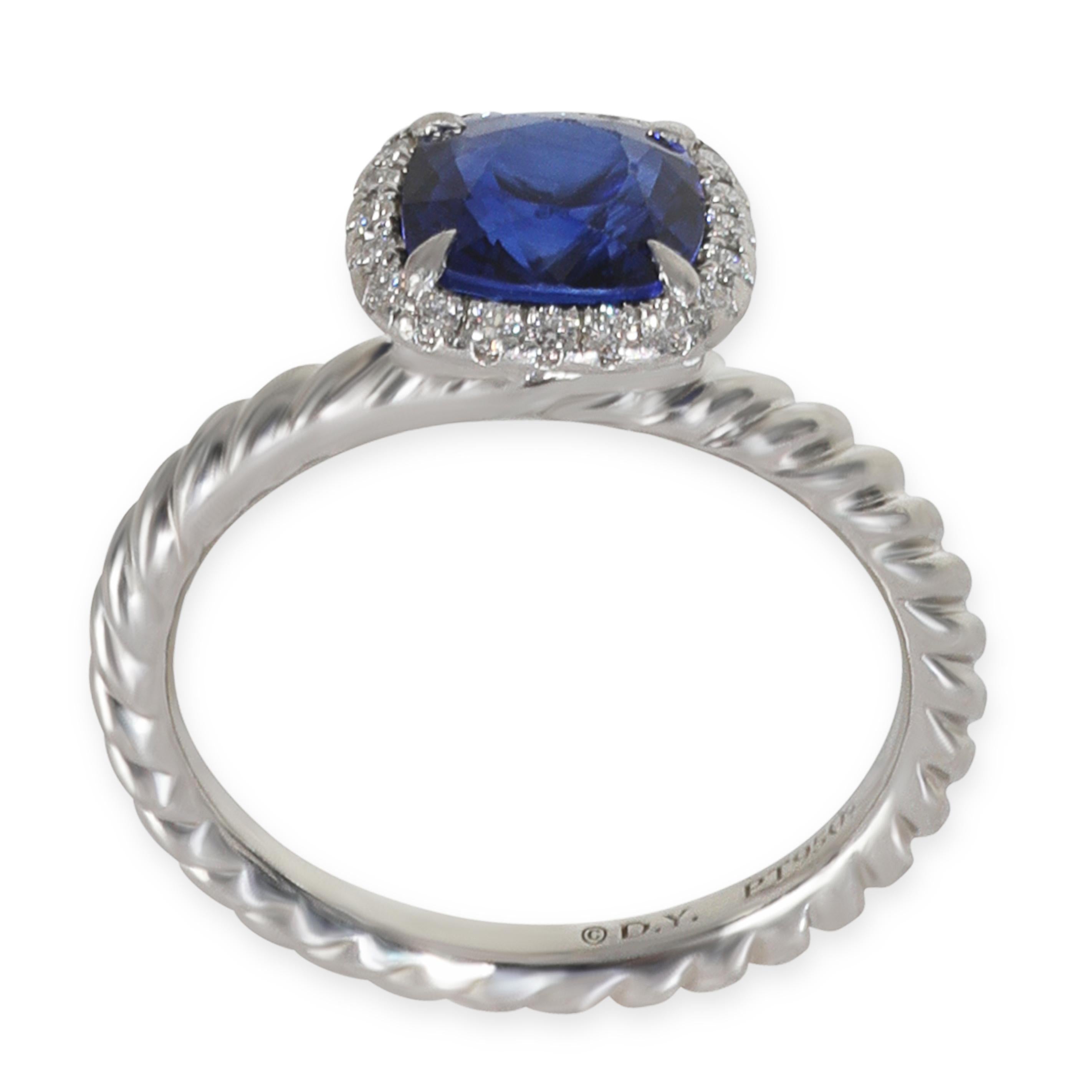 David Yurman 1.79 ct Cushion Modified Sapphire and Diamond Capri Engagement Ring For Sale 2