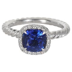 David Yurman 1.79 ct Cushion Modified Sapphire and Diamond Capri Engagement Ring