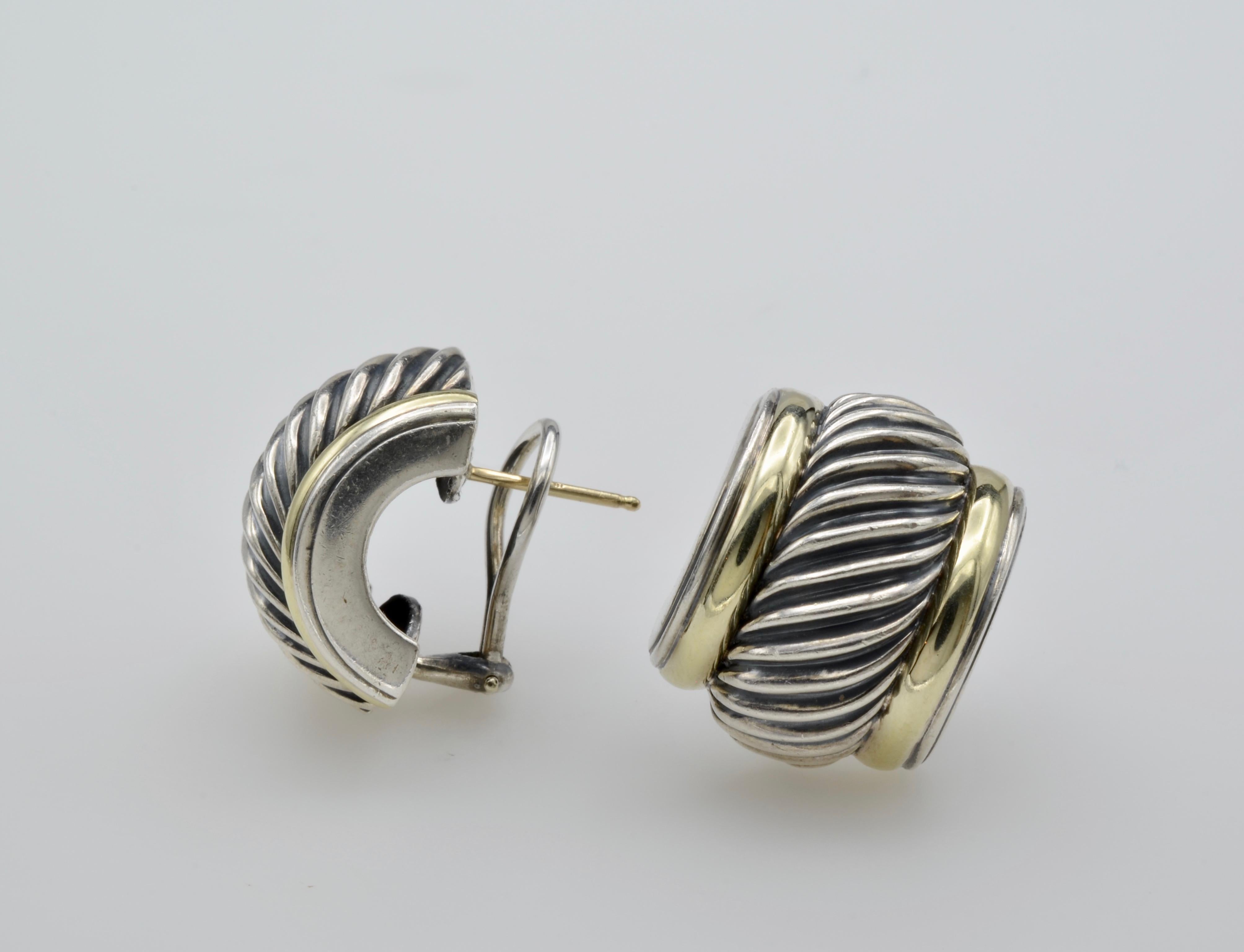 Modernist David Yurman 18 Karat and Sterling Silver Earrings