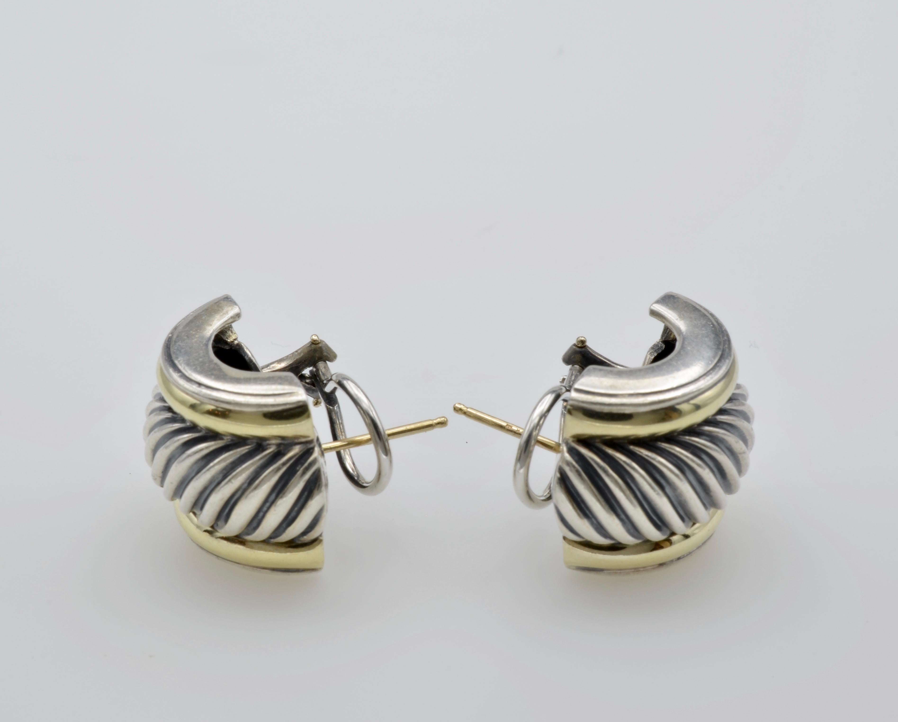 Women's David Yurman 18 Karat and Sterling Silver Earrings