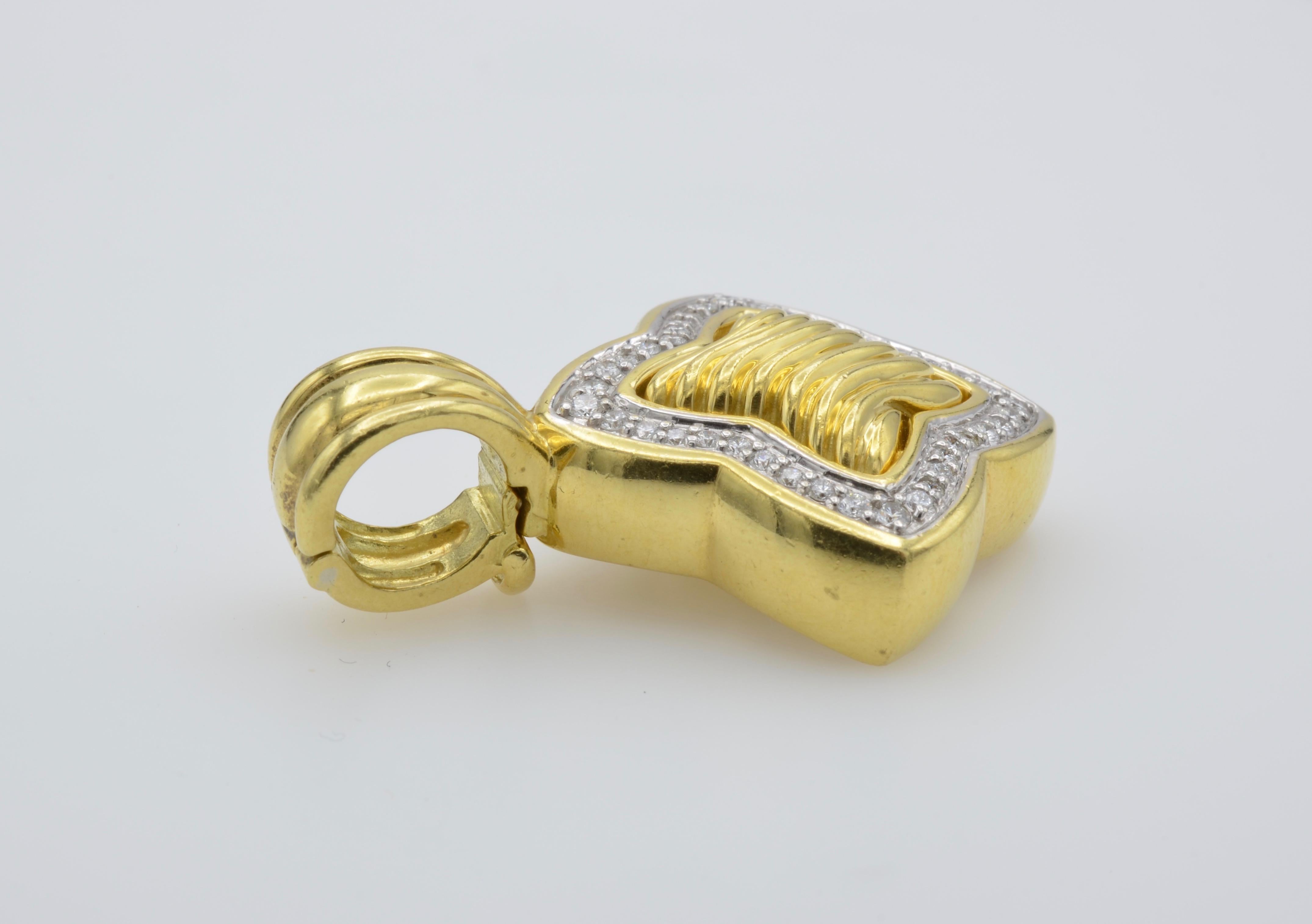 Women's or Men's David Yurman 18 Karat Gold and Diamond Pendant