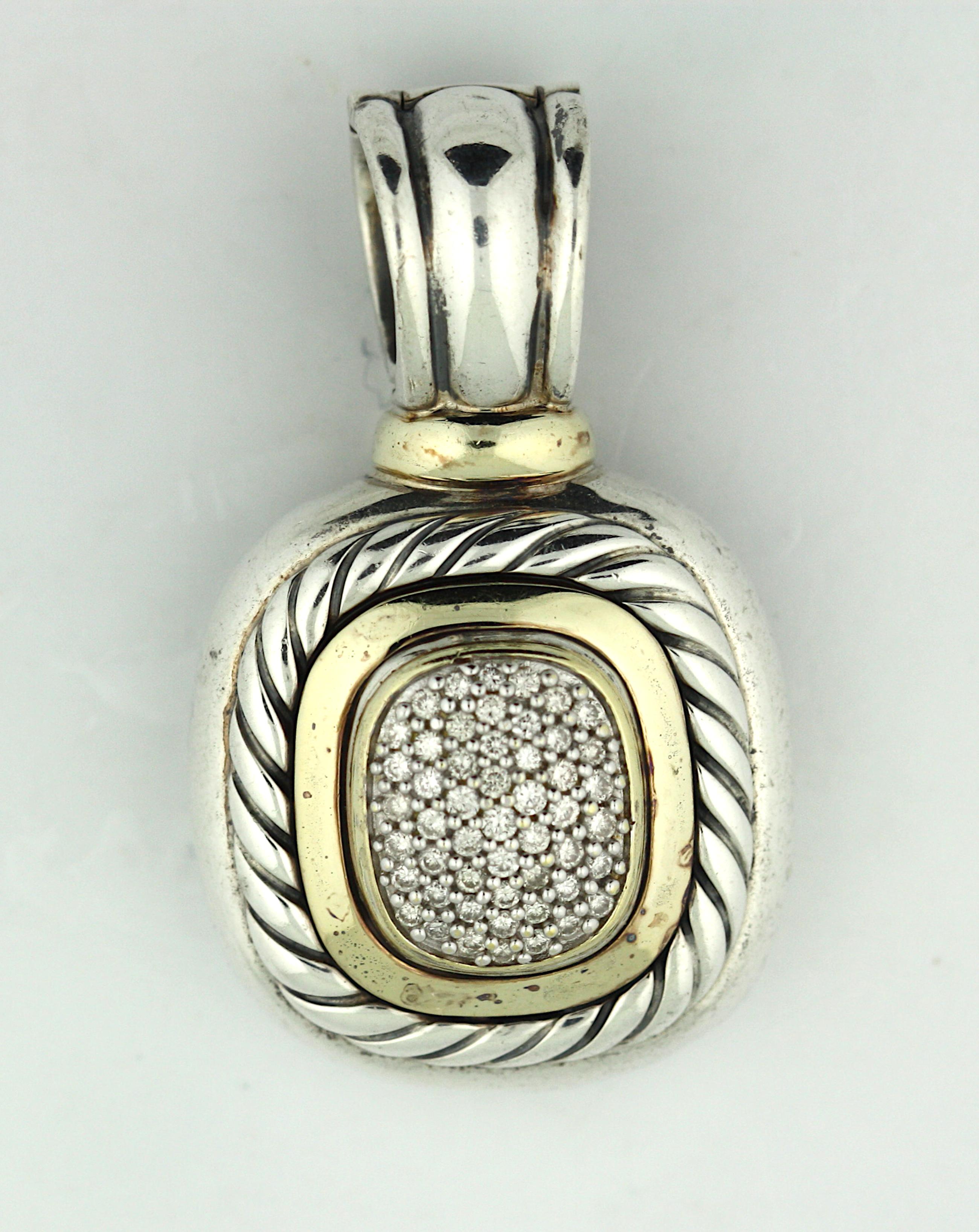 David Yurman 18 Karat Gold and Silver Pendant In Good Condition For Sale In Palm Beach, FL