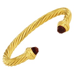 David Yurman 18 Karat Gold Cable Classics Bracelet with Garnet