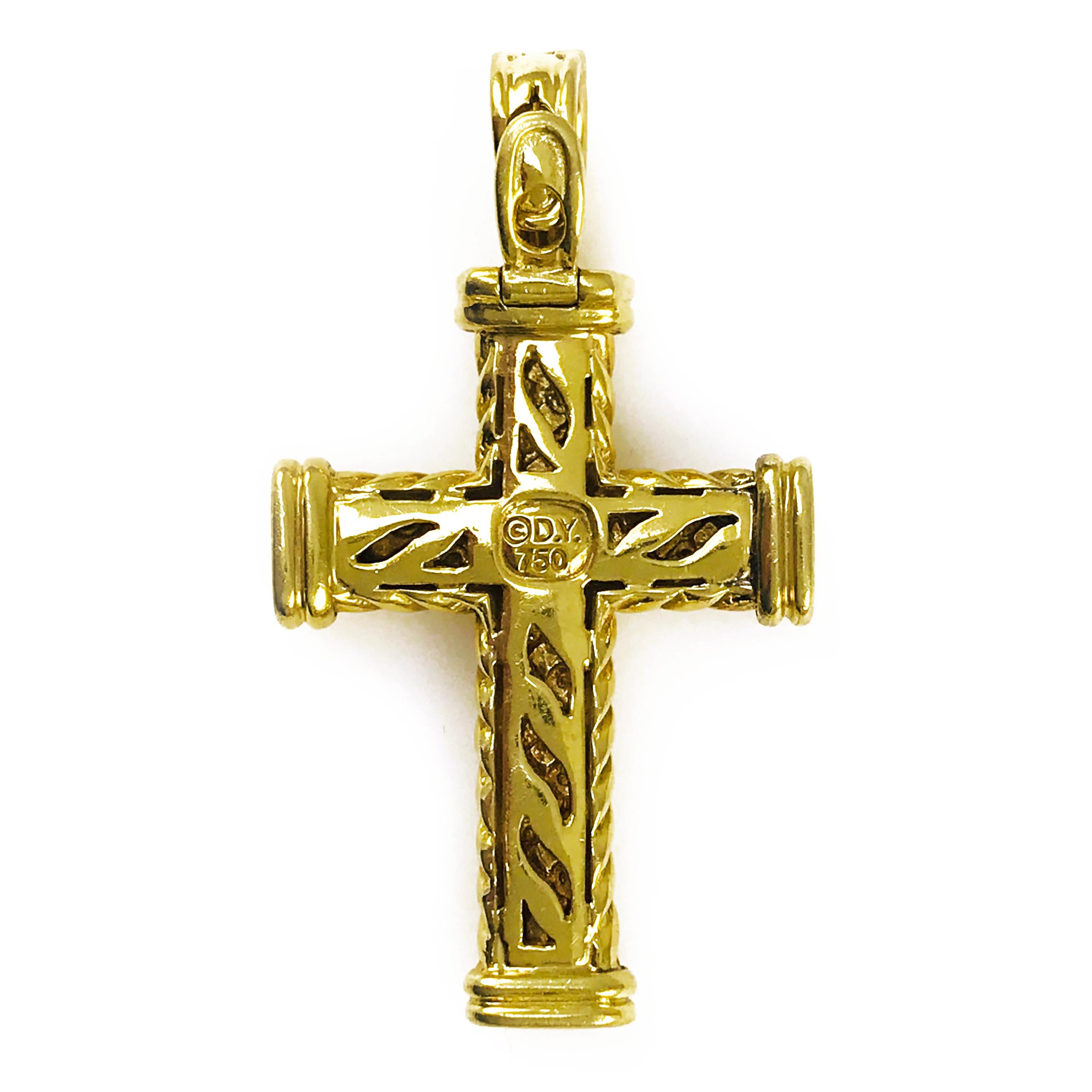 David Yurman Pendentif croix câble en or 18 carats Excellent état - En vente à Palm Desert, CA