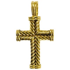 David Yurman 18 Karat Gold Cable Cross Pendant
