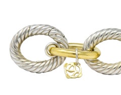 David Yurman - Bracelet à maillons en argent sterling:: or 18 carats:: très grand ovale