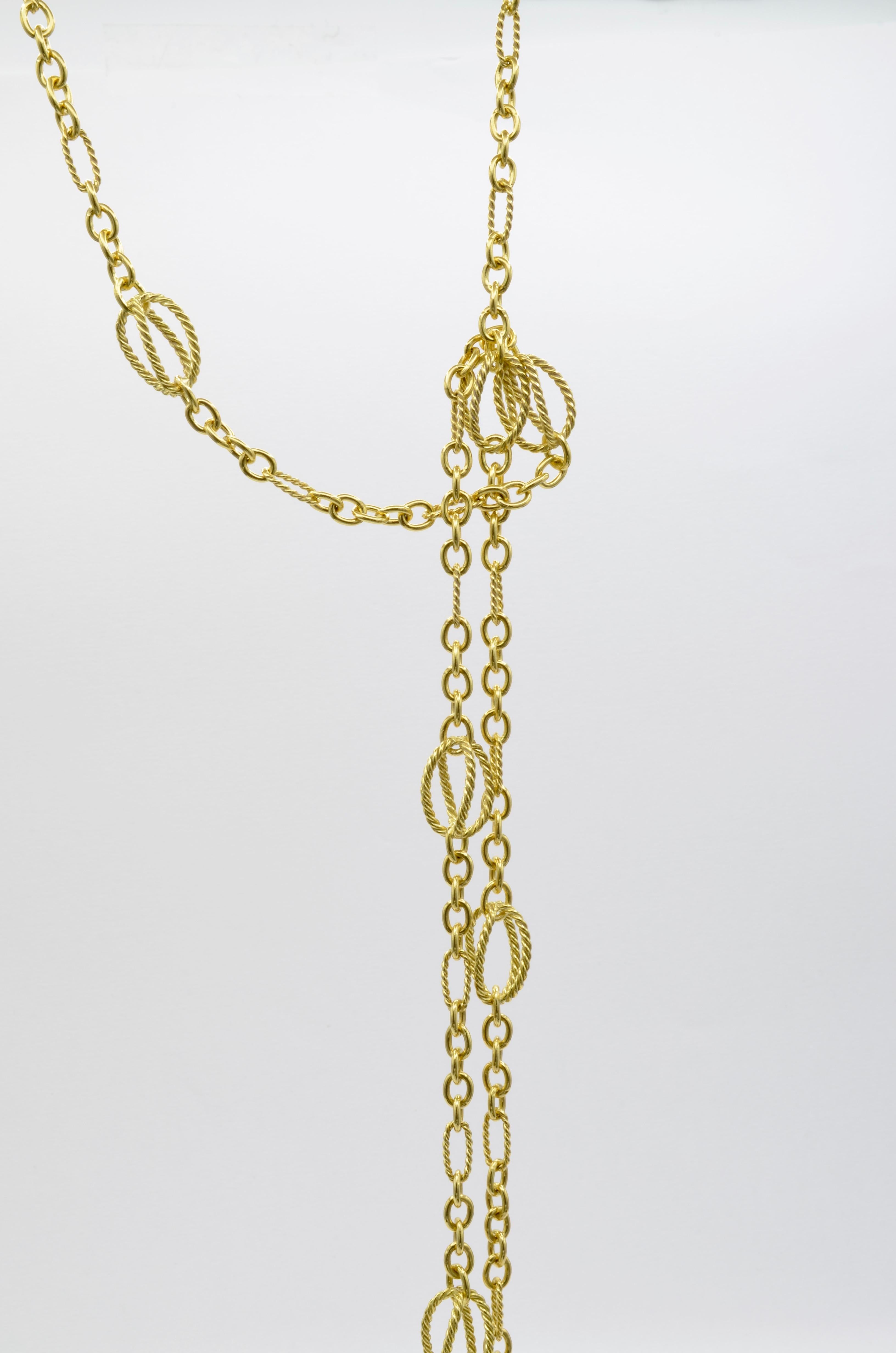 Modernist David Yurman 18 Karat Gold Necklace Long Lariat