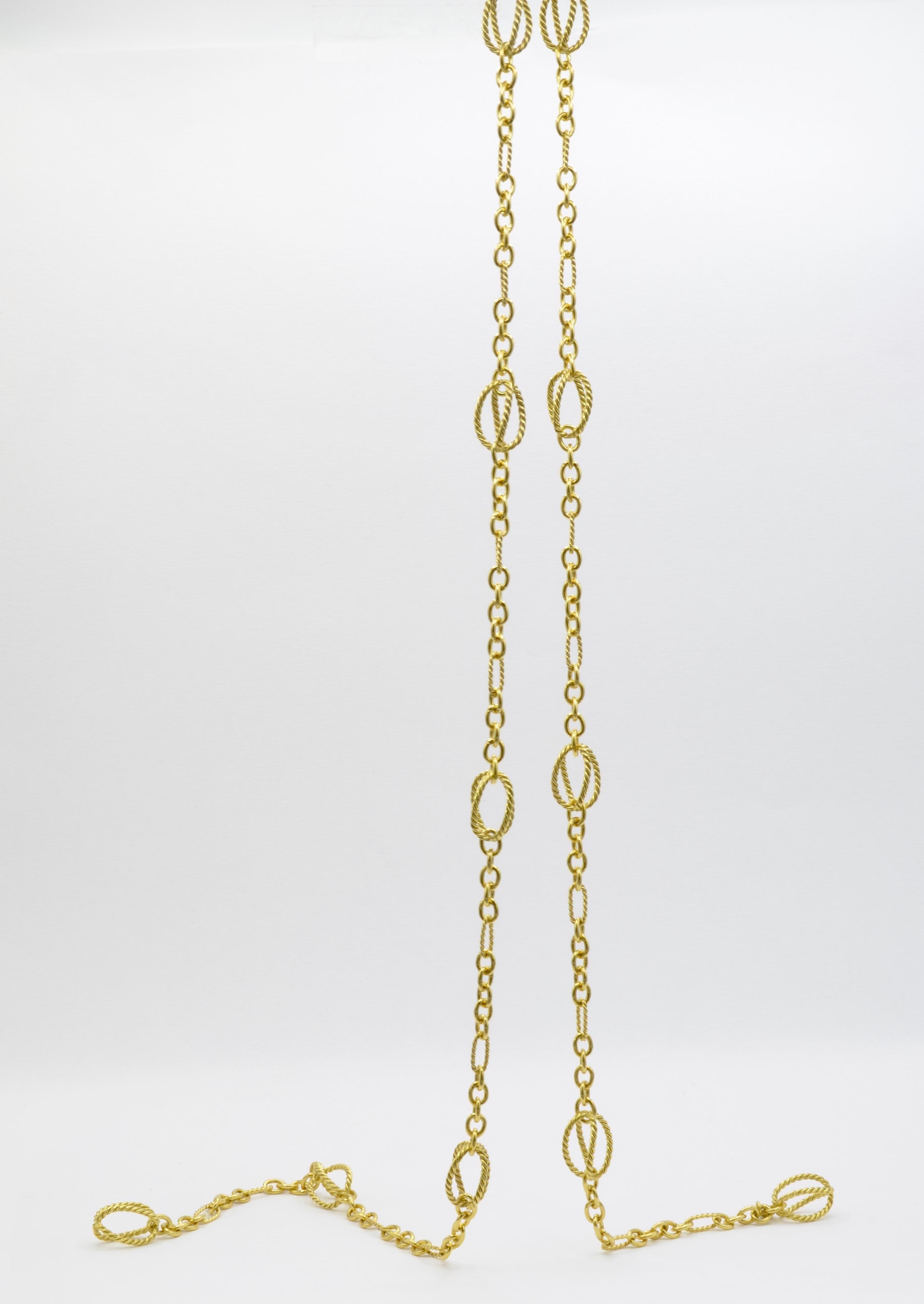 David Yurman 18 Karat Gold Necklace Long Lariat In Excellent Condition In Berkeley, CA