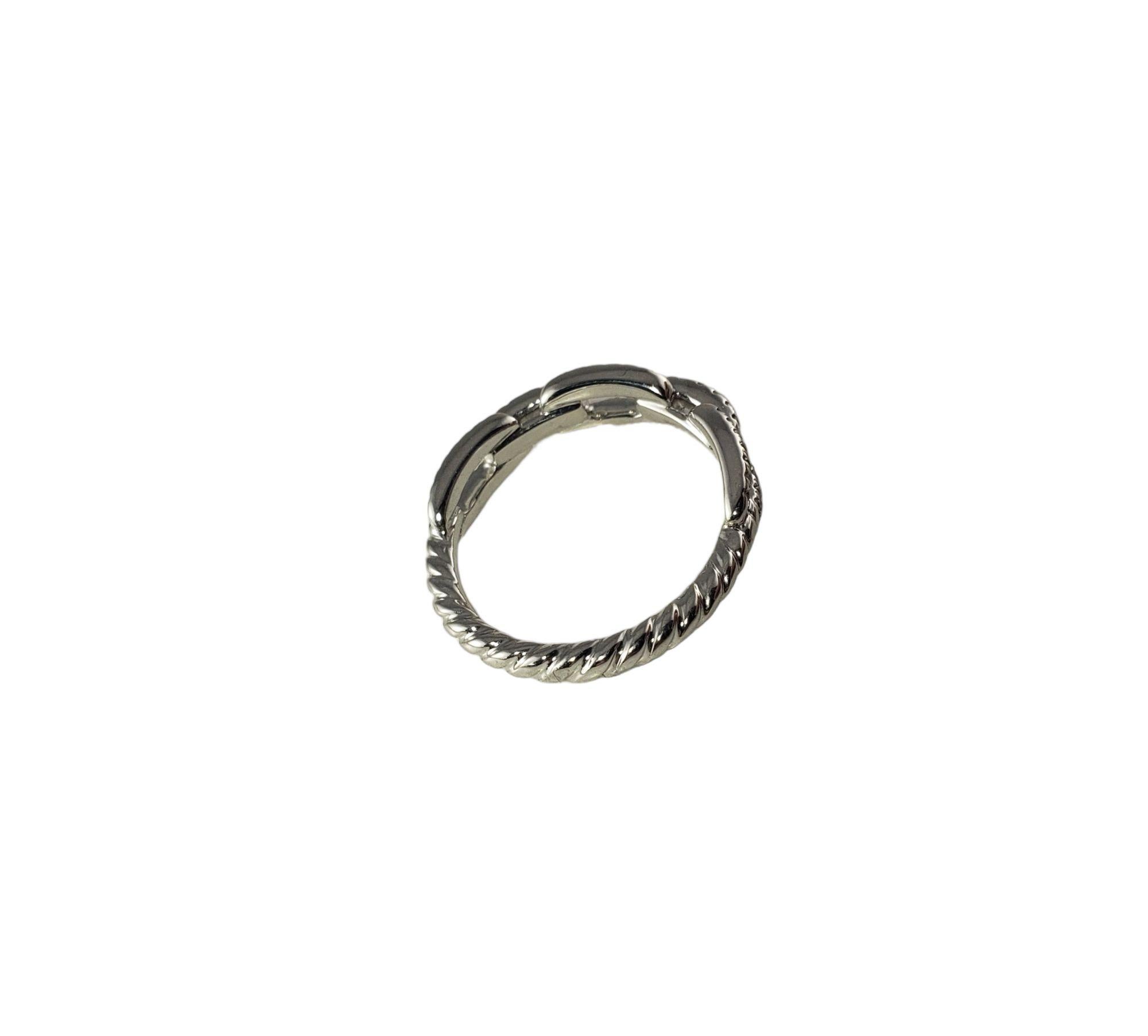 David Yurman 18 Karat White Gold and Diamond Stax Chain Link Ring For Sale 2
