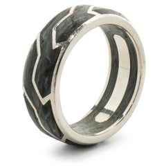 David Yurman 18 Karat White Gold Forged Carbon 8MM Band