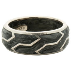 David Yurman 18 Karat White Gold Forged Carbon 8MM Band