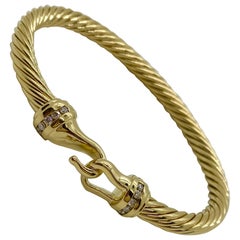 David Yurman 18 Karat Yellow Diamond Cable Bracelet