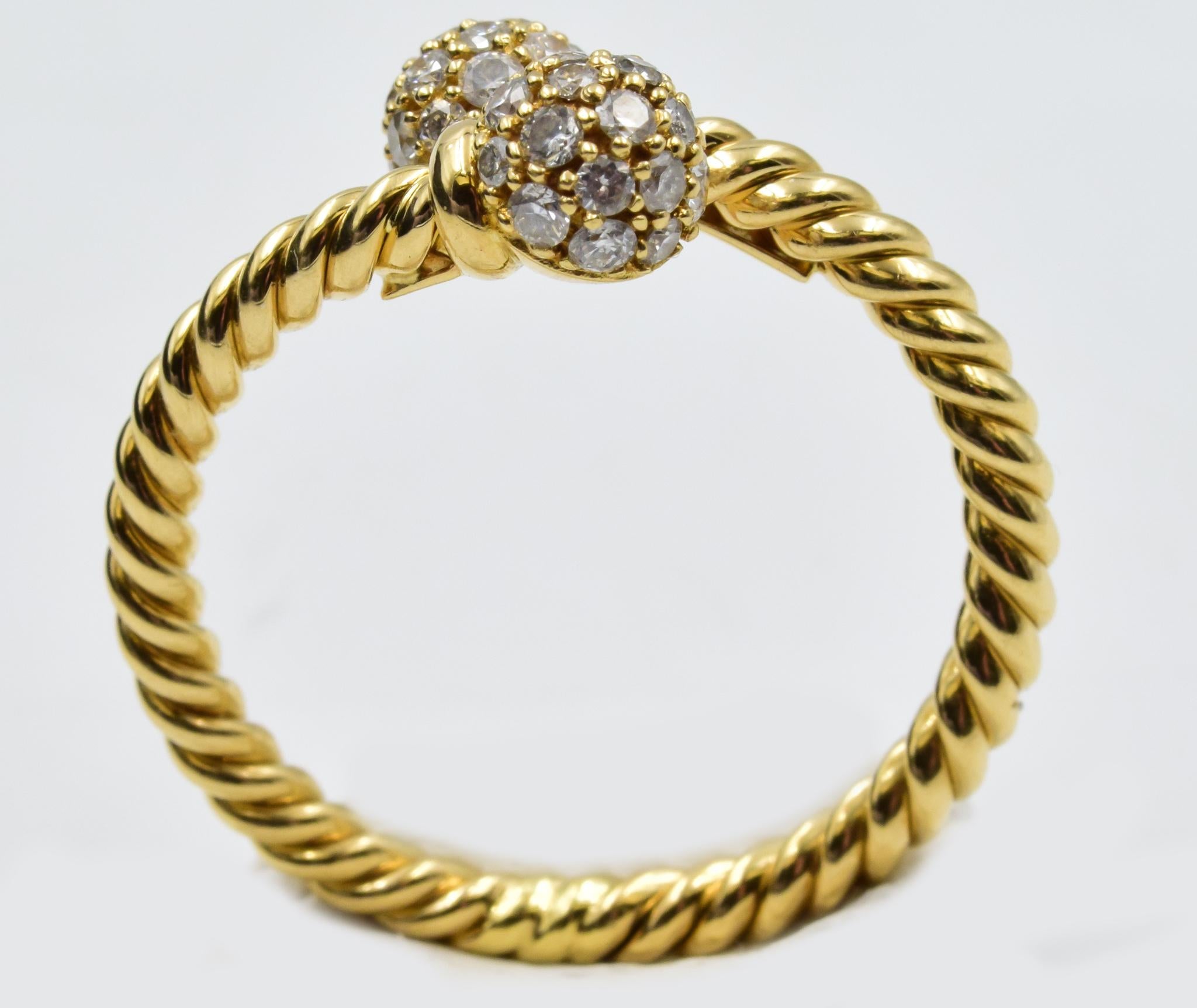 David Yurman 18 Karat Yellow Diamond Cable Crossover Ring In Excellent Condition In Carmel, IN