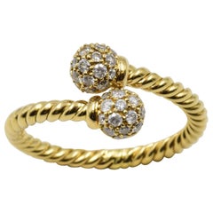 David Yurman 18 Karat Yellow Diamond Cable Crossover Ring