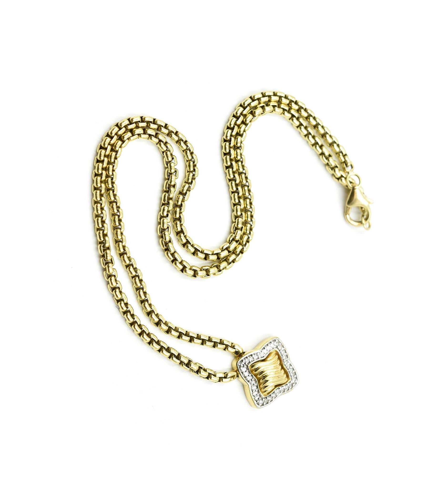 Women's David Yurman 18 Karat Yellow Gold 0.31 Carat Diamond Pendant Necklace