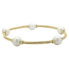 David Yurman: 18 Karat Gelbgold Armreif mit 5 Perlen Station