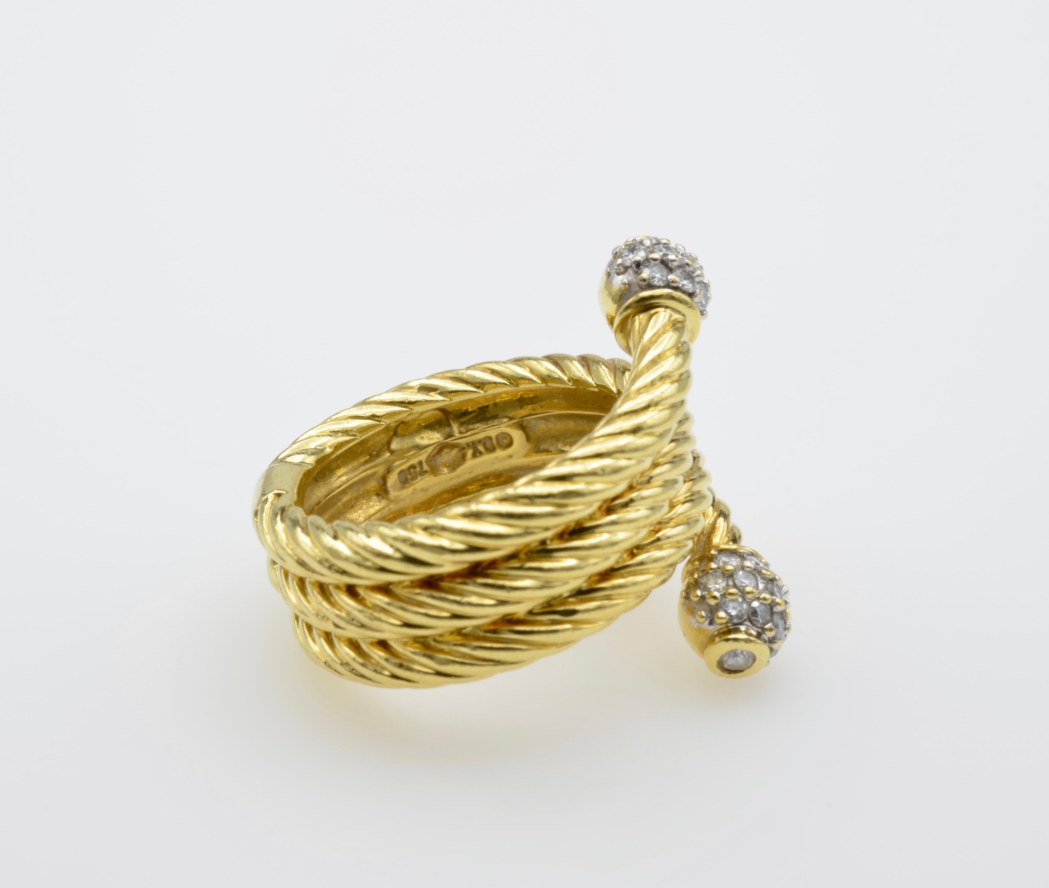 Moderniste David Yurman Bague en or jaune 18 carats et diamants en vente