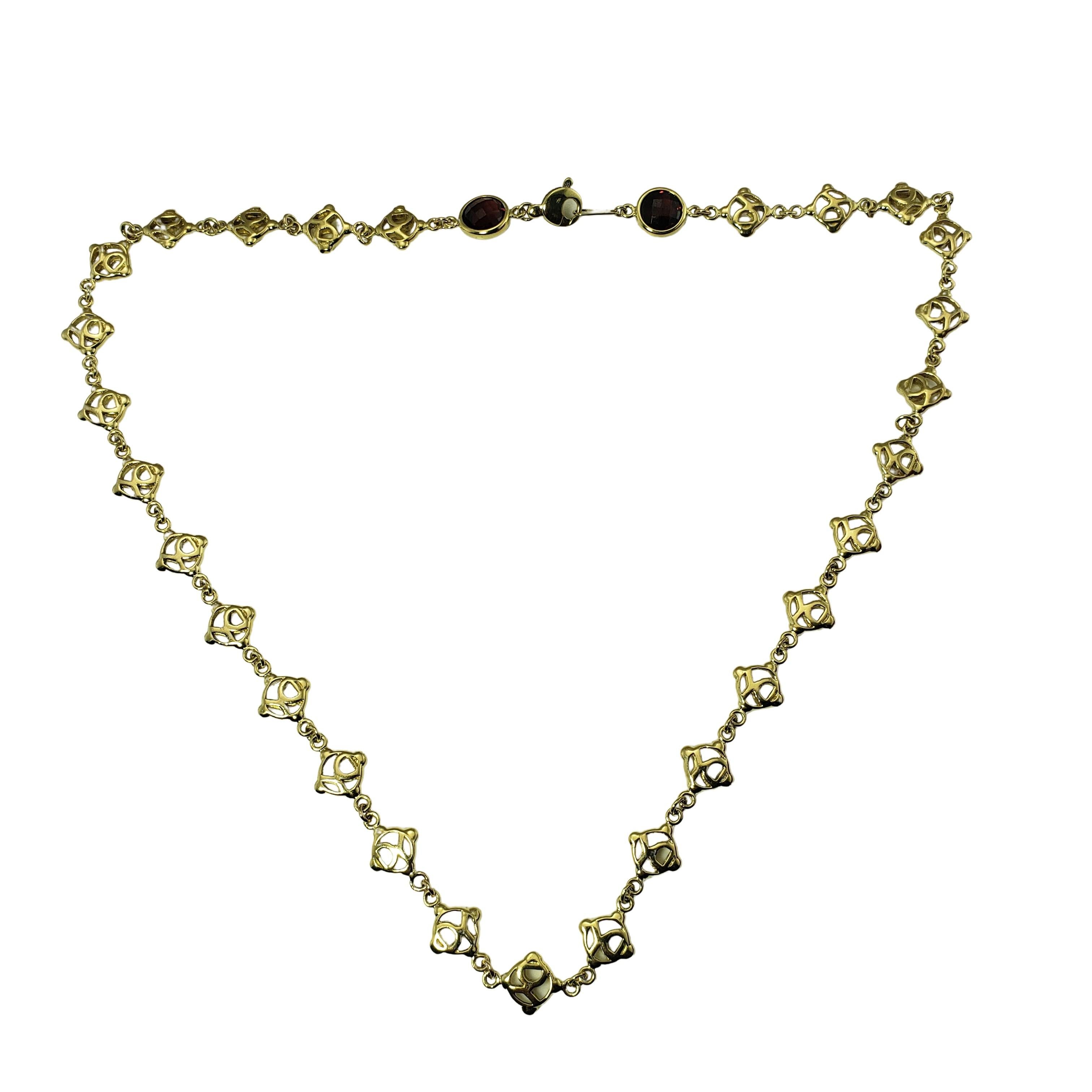 Women's David Yurman 18 Karat Yellow Gold and Garnet Logo Link Necklace Modified For Sale